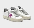 Golden Goose Hi Star sneakers with pink glitter star and black heel tab