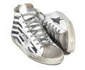 Golden goose FRANCY SILKSCREENED LEATHER SNEAKERS white leather flag