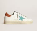 GGDB Hi Star sneakers with sky-blue suede star and peach-pink glitter heel tab