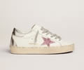 GGDB Hi Star sneakers with silver laminated leather heel tab and pink glitter star