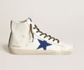 GGDB White Francy sneakers with blue star and leopard-print laces