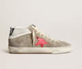 GGDB Mid Star sneakers in dove-gray suede with red metallic leather star and white leather flash