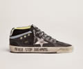 GGDB Mid Star LTD sneakers in black leather and mesh with dark-gray metallic leather star