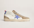 GGDB Mid Star sneakers in white leather with blue leather star and dove-gray suede inserts