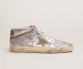 GGDB Mid Star sneakers in silver metallic leather with star and flash in dove-gray suede