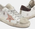 GGDB Super-Star sneakers with brown glitter heel tab and pink crackled leather star